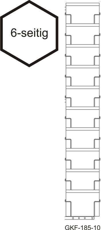 Bodenständer, Grundständer, 60 Fächer 185 mm, 6-seitig, 1-reihig, silber eloxiert
